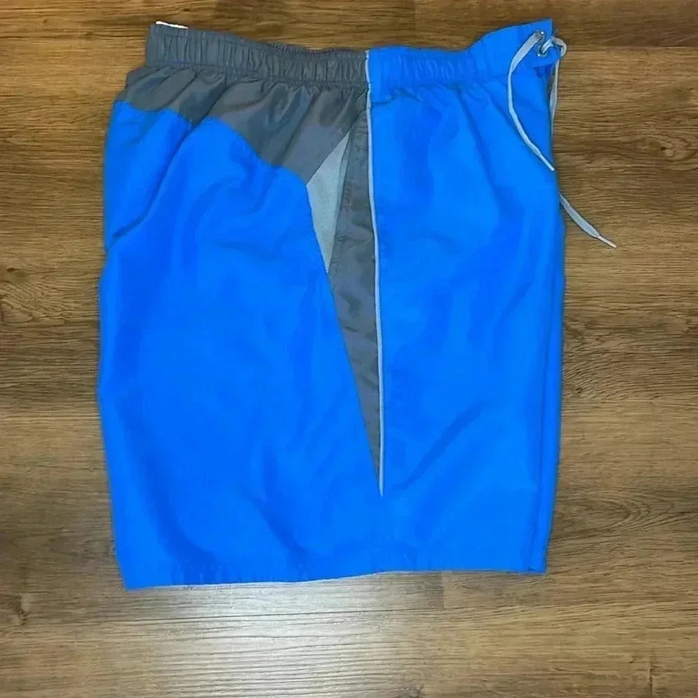 Nike Swoosh Men’s XXL Blue Gray Swim Trunks Shorts